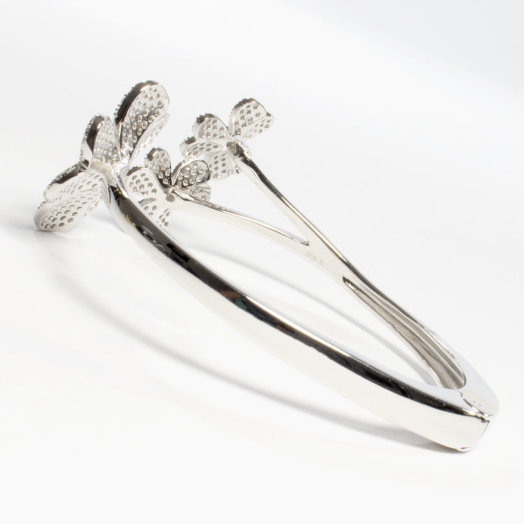 Bangle Flower CZ Bracelet - Gold or Silver-Bracelets-Balara Jewelry