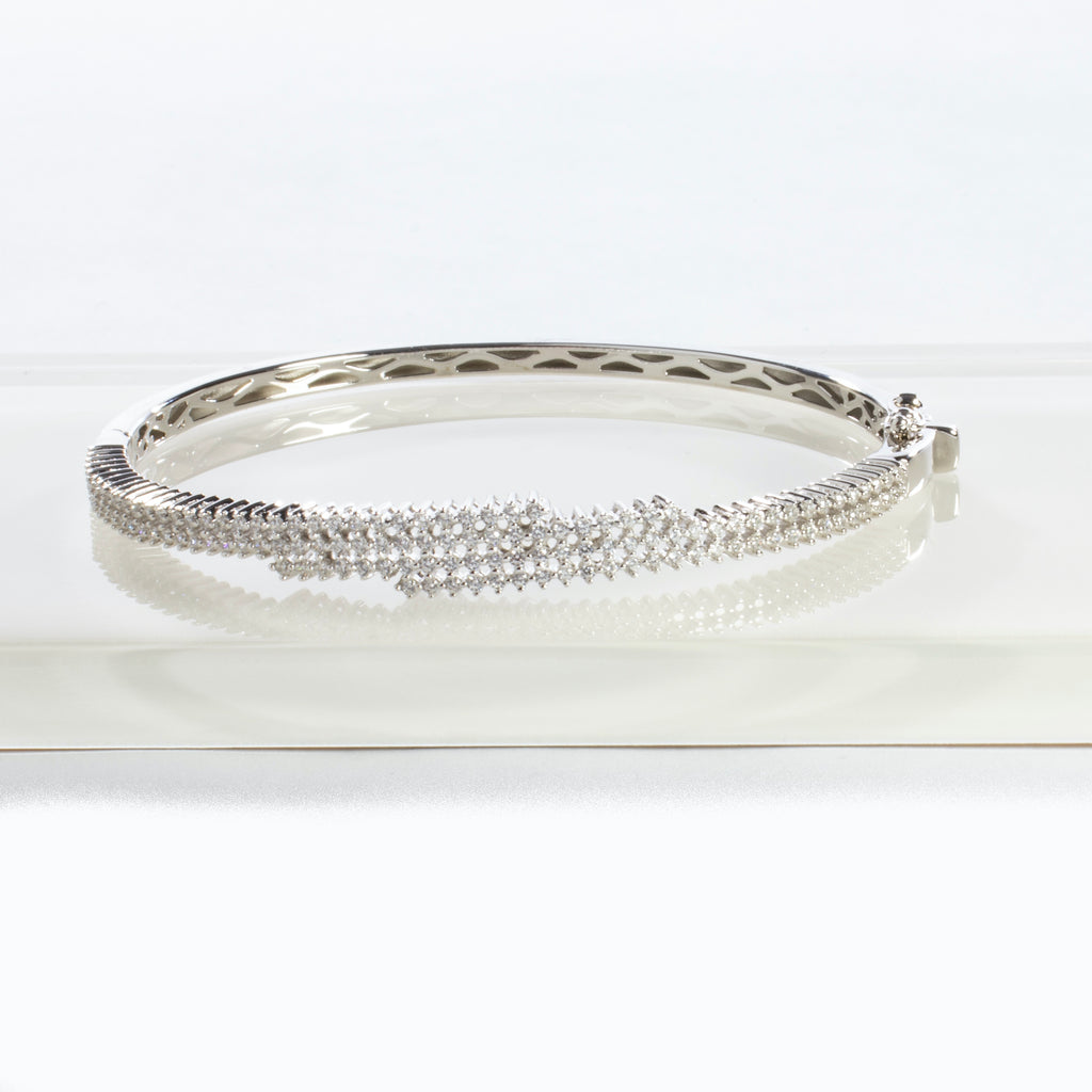 Fancy CZ Bangle Bracelet - Gold or Silver