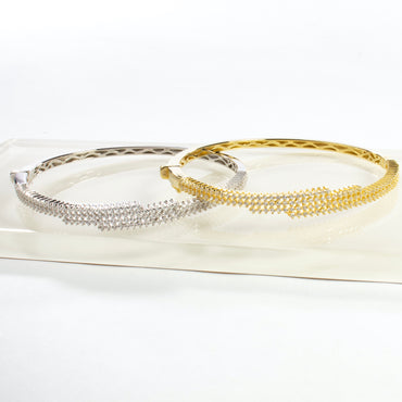 Fancy CZ Bangle Bracelet - Gold or Silver