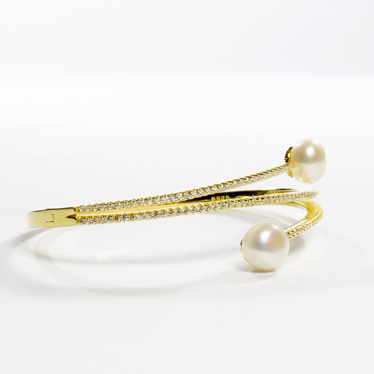 Pearl Bracelet | Bangles - Gold Wire Bracelet Natural Pearl Women  Adjustable Open - Aliexpress