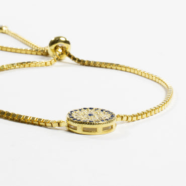 Adjustable Pave CZ Evil Eye Bracelet-Bracelets-Balara Jewelry