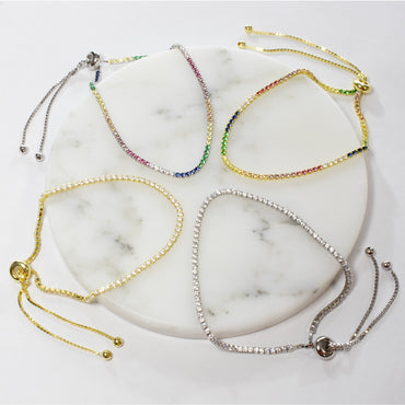 Adjustable CZ Tennis Bracelet-Bracelets-Balara Jewelry
