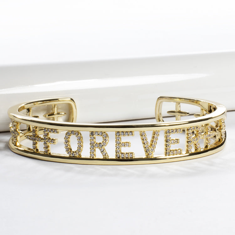 Forever Cuff Bracelet CZ Stones-Bracelets-Balara Jewelry