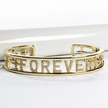 Forever Cuff Bracelet CZ Stones-Bracelets-Balara Jewelry