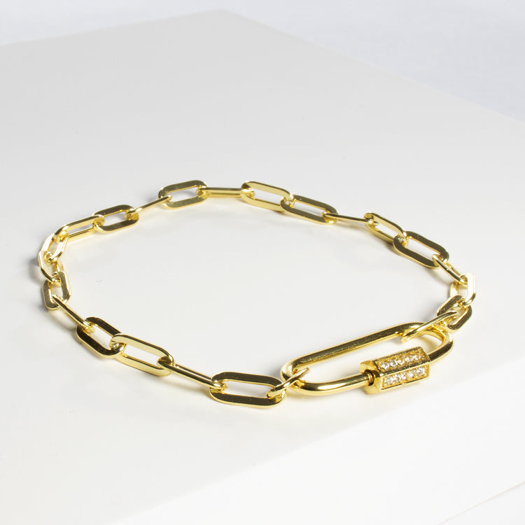 Open Link Chain Bracelet with CZ Clasp-Bracelets-Balara Jewelry