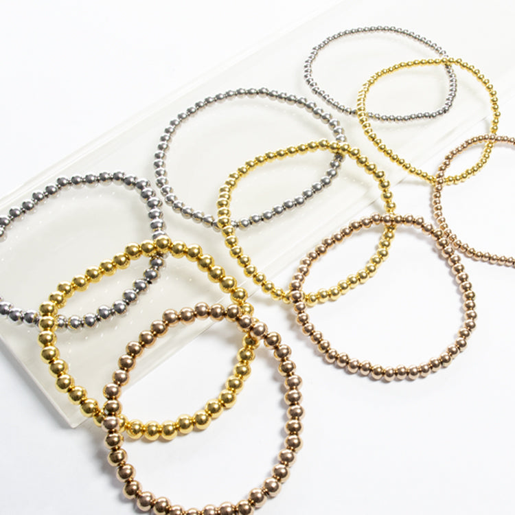 Silver, Rose Gold and Gold Bead Bracelet-Bracelets-Balara Jewelry