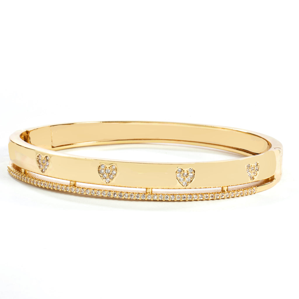 CZ Multi Hearts Bangle Bracelet