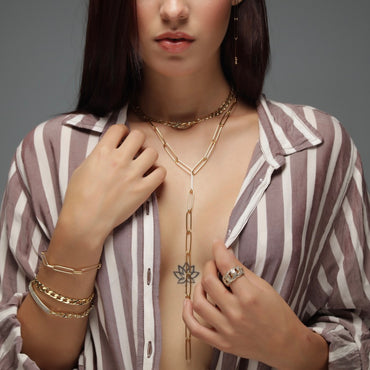 Y Open Link Chain Necklace - Gold