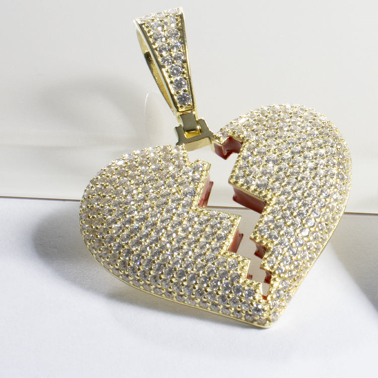 CZ Heart Charm Pendant - Gold or Silver-Charms-Balara Jewelry