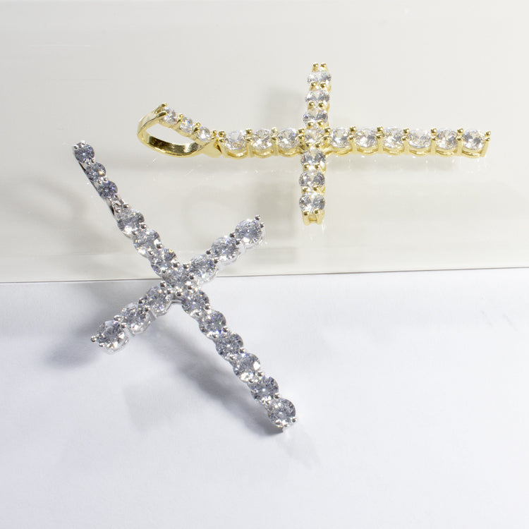 CZ Cross Charm Pendant - Gold or Silver-Charms-Balara Jewelry