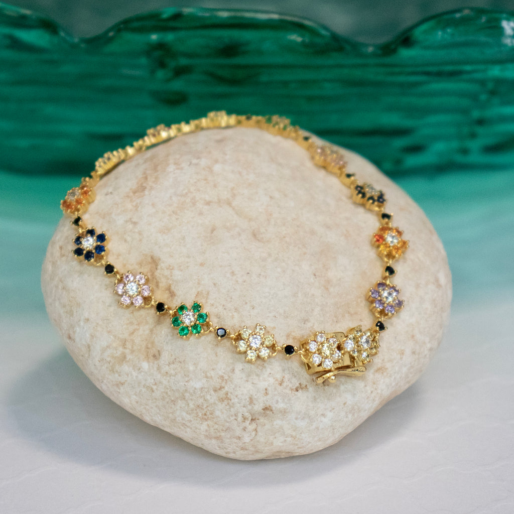 Rainbow Flower Bracelet - Gold