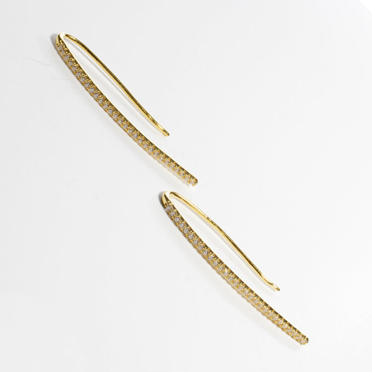 CZ Wires Drop Earrings-Earrings-Balara Jewelry