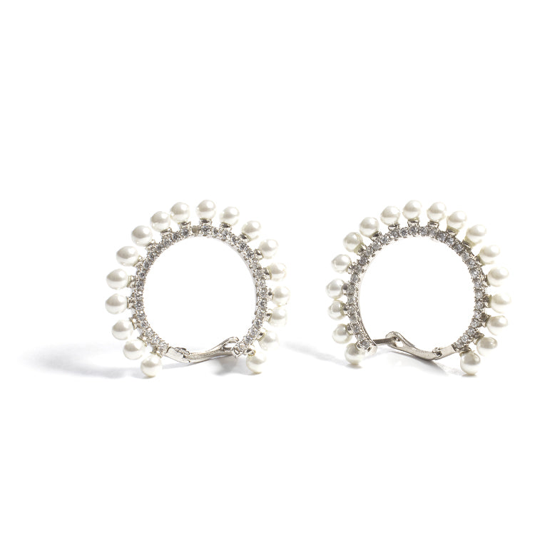 Pearl Swirl Hoop Earrings - Gold or Silver-Earrings-Balara Jewelry