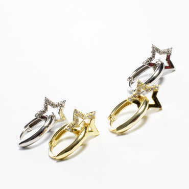 Tiny CZ Star Charm Huggies - Gold or Silver-Earrings-Balara Jewelry