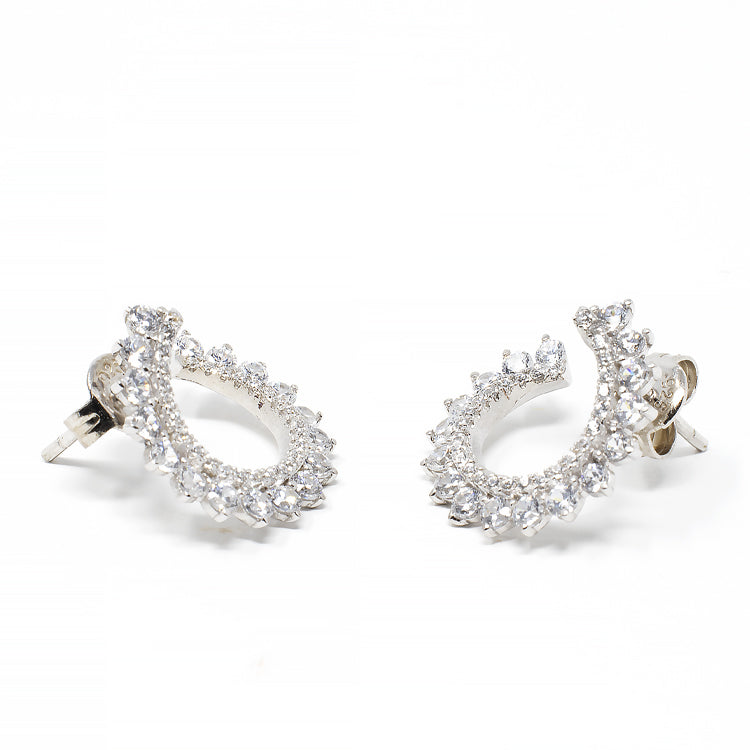 CZ Swirl Earrings - Gold or Silver-Earrings-Balara Jewelry