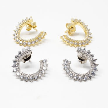 CZ Swirl Earrings - Gold or Silver-Earrings-Balara Jewelry