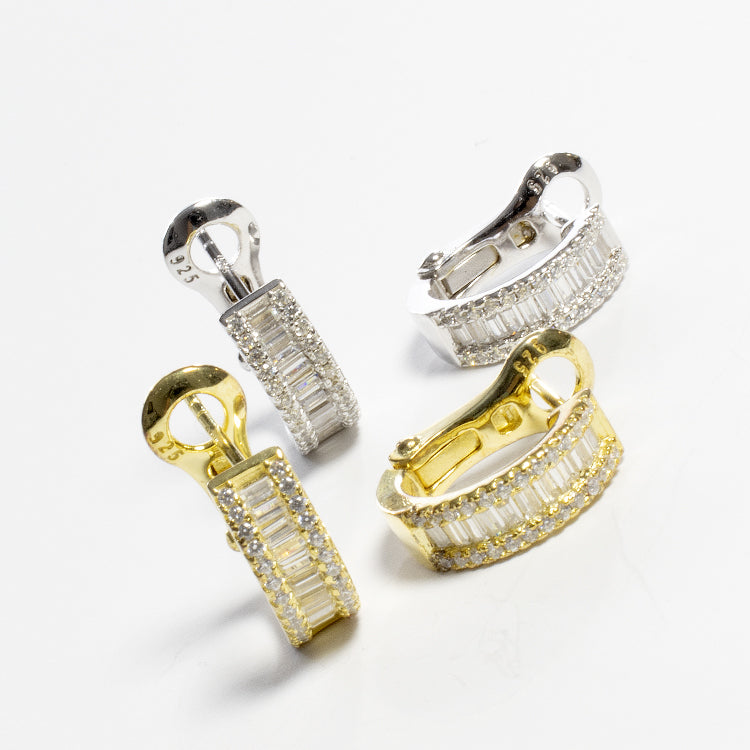 Baguette Hoop Earrings-Earrings-Balara Jewelry
