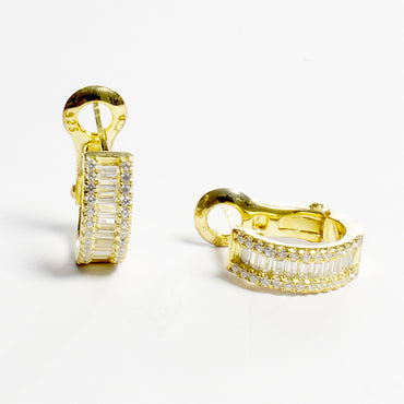 Baguette Hoop Earrings-Earrings-Balara Jewelry