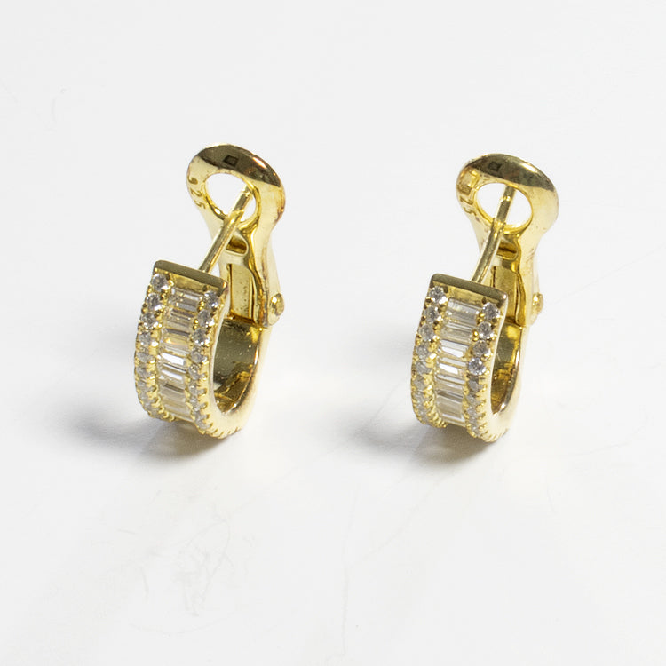 Baguette Hoop Earrings-Earrings-Balara Jewelry
