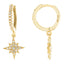 Dangling CZ North Star Huggies - Gold or Silver