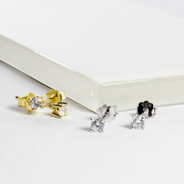 CZ Studs 3mm - Gold or Silver-Earrings-Balara Jewelry