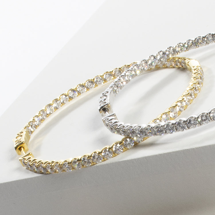 45mm Inside/Outside CZ Hoops Earring-Earrings-Balara Jewelry