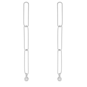 CZ Open Link Drop Earring - Gold or Silver-Earrings-Balara Jewelry