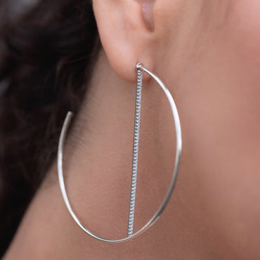 CZ Bar Hoop - Silver