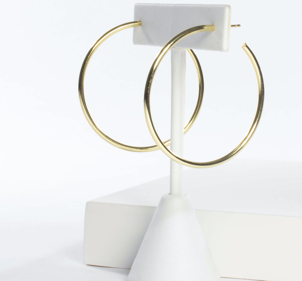 925 Sterling Silver Tube Hoops 46 mm - Gold