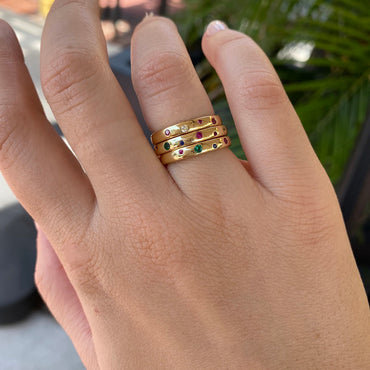 Dainty CZ Rainbow Eternity Ring Band