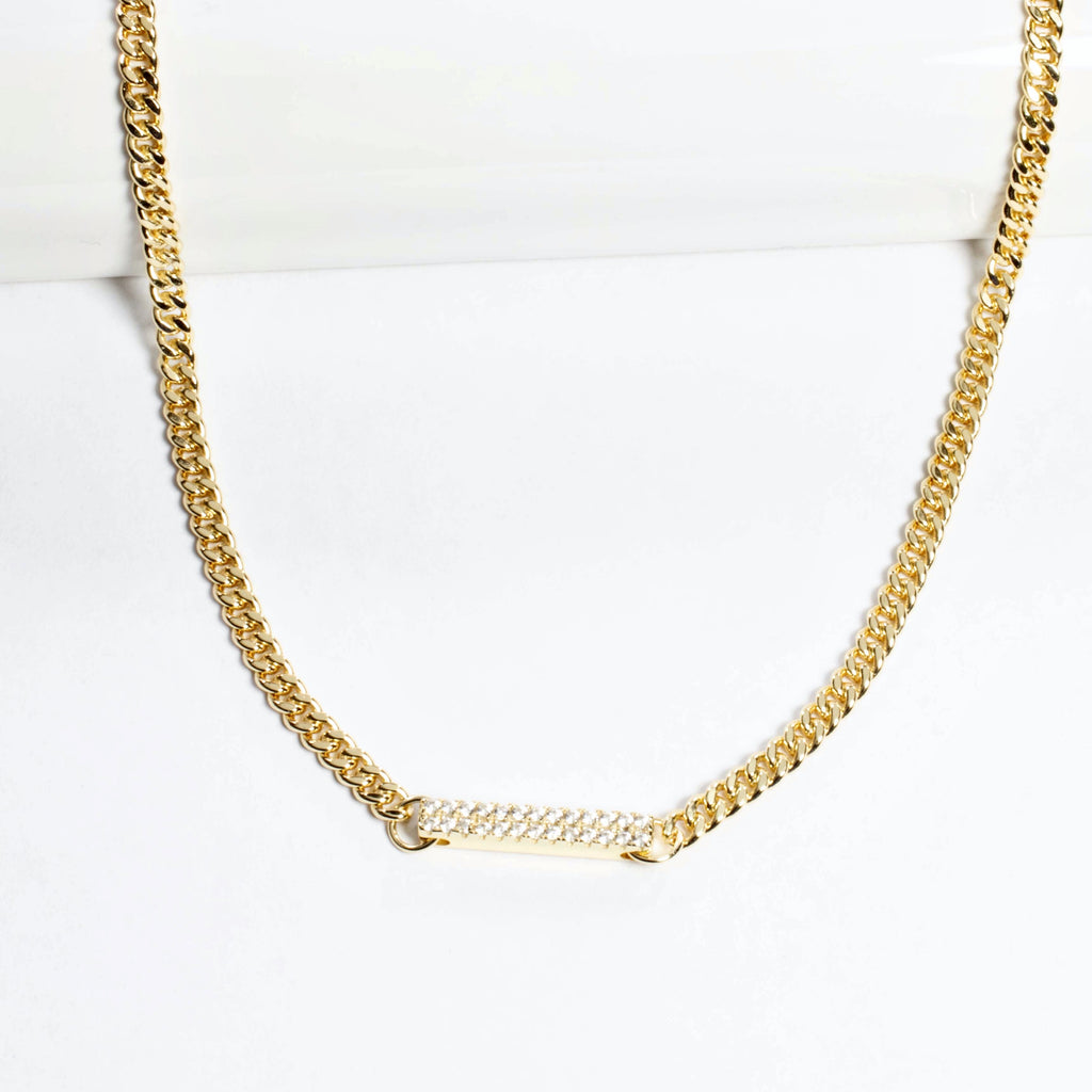 CZ Bar Link Necklace