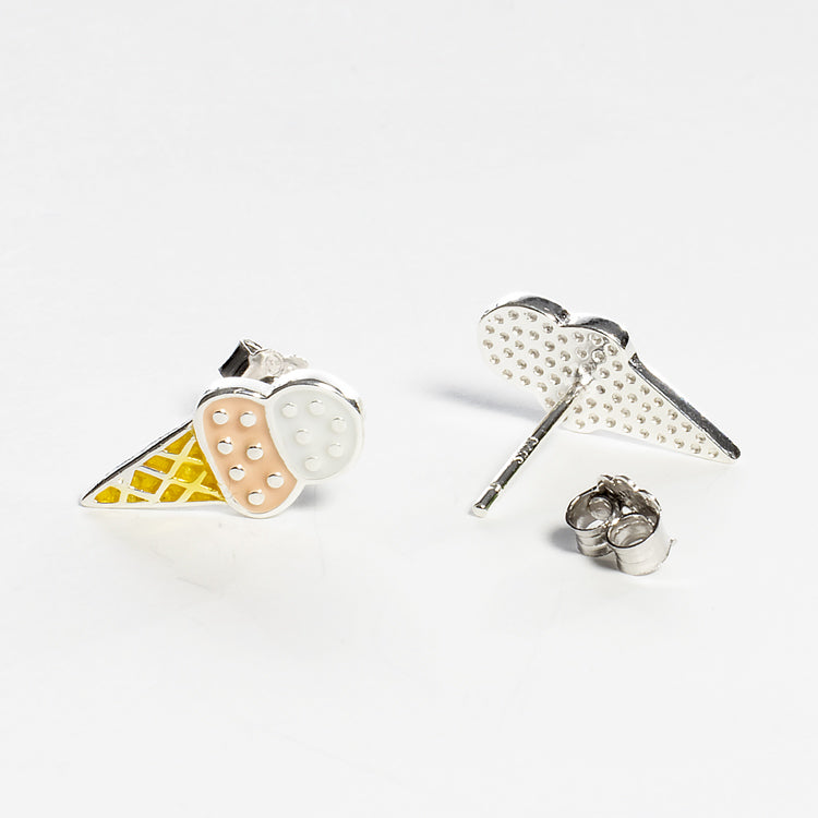 Ice Cream Cone Enameled Stud Earrings - Girls and Teens-Earrings-Balara Jewelry