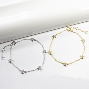 Multi Stars CZ Bracelet - Gold or Silver - Girl & Teens-Bracelets-Balara Jewelry