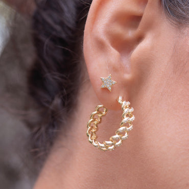 Small Star Shaped Pave Stud Earrings - Gold or Silver - Girls & Teens