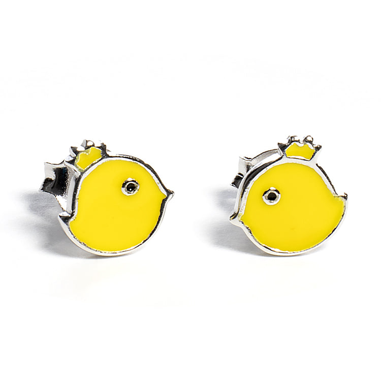Yellow Enamel Bird Stud Earrings - Girls & Teens-Earrings-Balara Jewelry