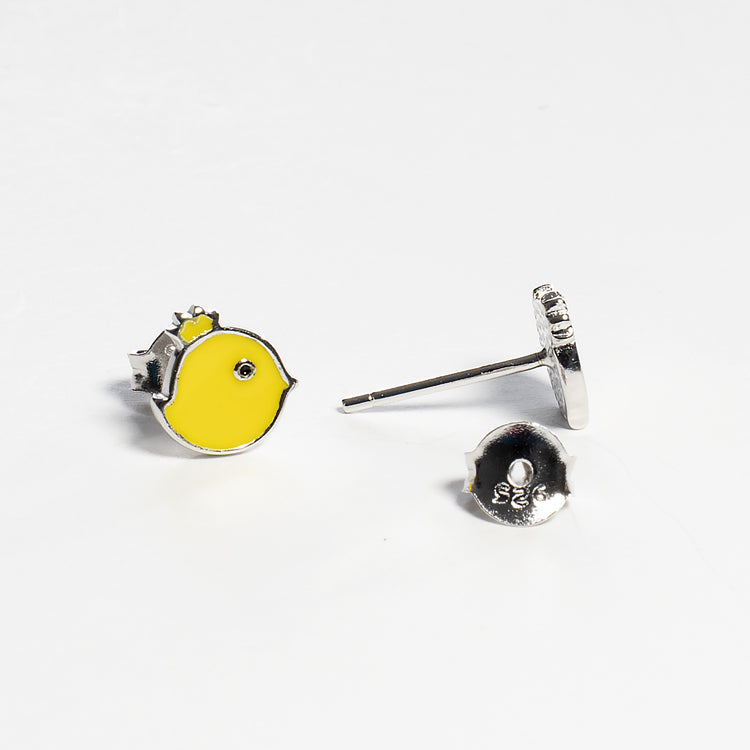 Yellow Enamel Bird Stud Earrings - Girls & Teens-Earrings-Balara Jewelry