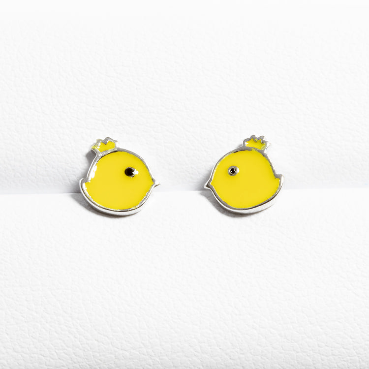 Yellow Enamel Bird Stud Earrings - Girls & Teens-Earrings-Balara Jewelry