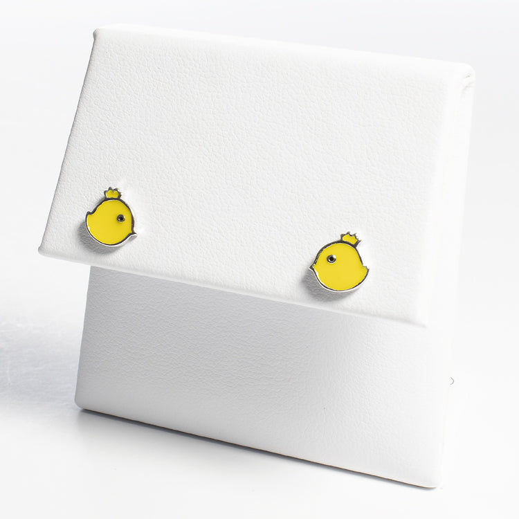 Yellow Enamel Bird Stud Earrings - Girls & Teens-Earrings-Balara Jewelry