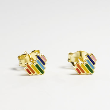 Tiny Multicolor Enamel Heart Stud Earrings - Girls & Teens-Earrings-Balara Jewelry