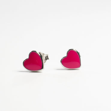 Little Enamel Heart Stud Earrings - Girls & Teens-Earrings-Balara Jewelry