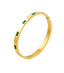 Green CZ Stainless Steel Bangle Bracelet - Gold