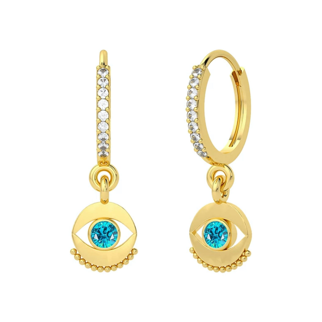 Evil Eye Small Hoop Charm Earrings