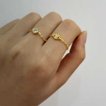 CZ Evil Eye Chain Ring