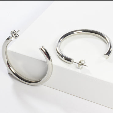 Stainless Steel Hoop Earrings 40 mm-Earrings-Balara Jewelry
