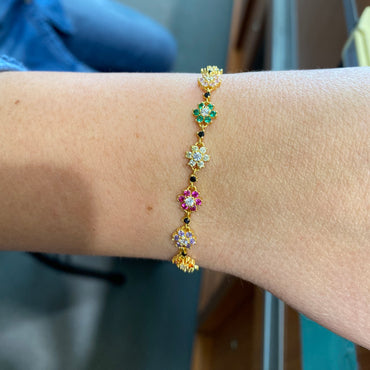 Rainbow Flower Bracelet - Gold