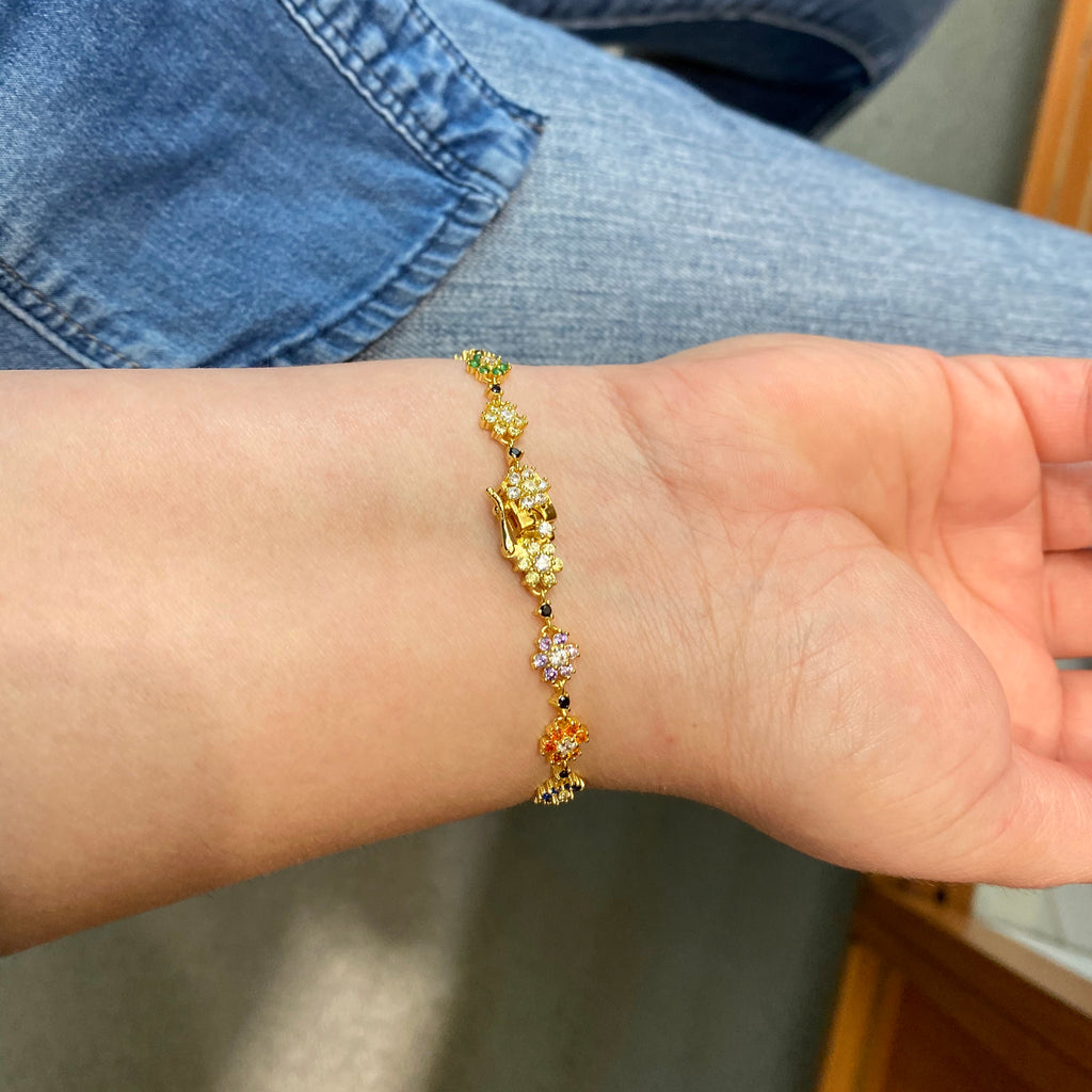 Rainbow Flower Bracelet - Gold