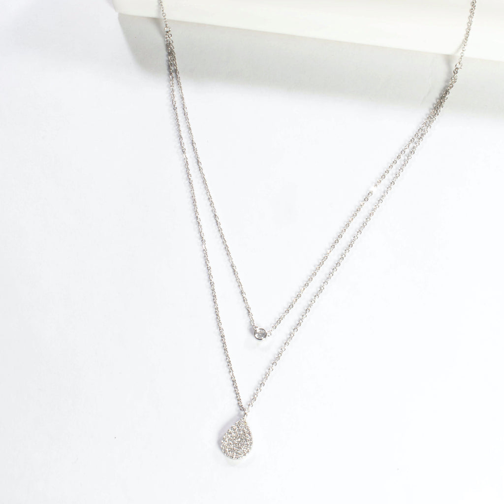 Double Layered Chain Necklace - Silver