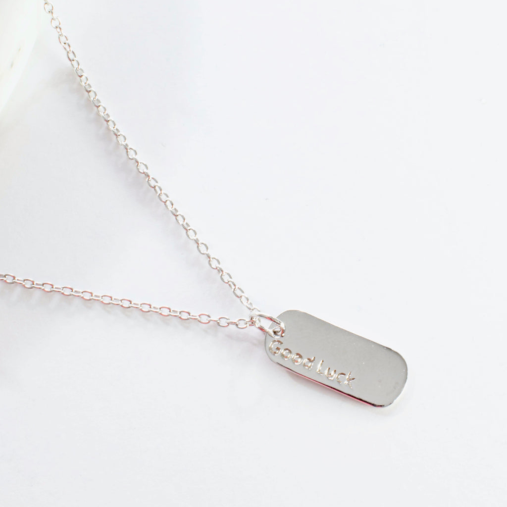 Tiny Good Luck Tag Necklace - Gold or Silver