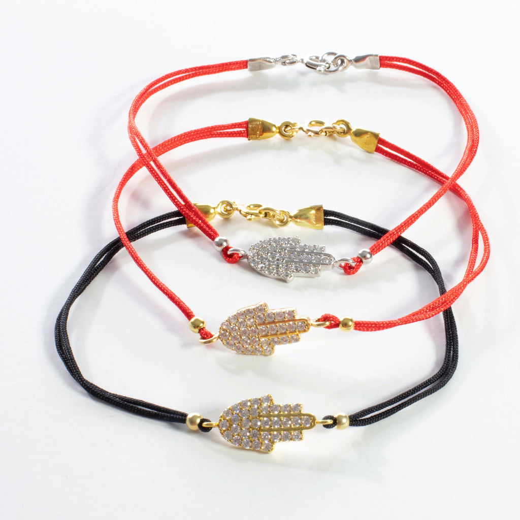 String CZ Hamsa Bracelet