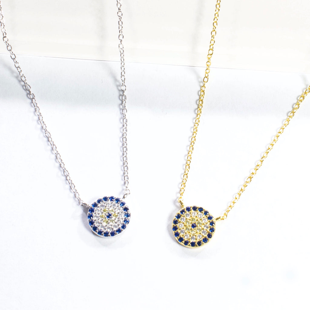 Small CZ Evil Eye Necklace - Gold or Silver